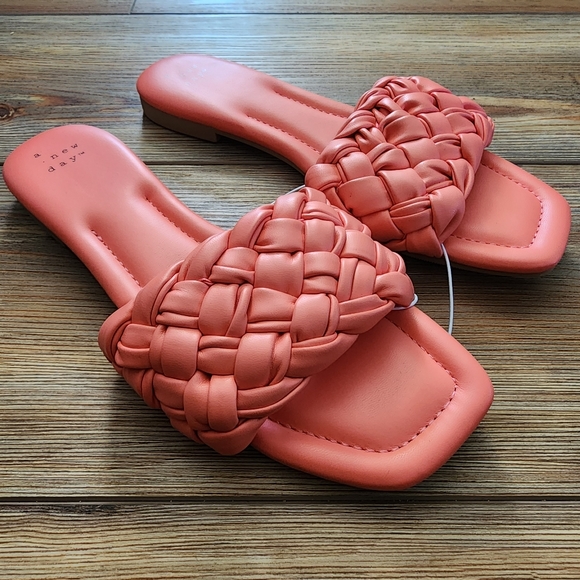 a new day Shoes - A New Day Women’s Carissa Woven Slide Sandals Size 8 Coral Pink
